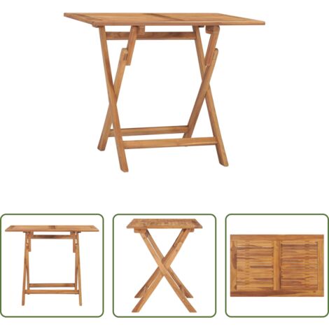 vidaXL Madera de teca -  Mesa de comedor plegable para jardín madera de teca 90x60x75 cm