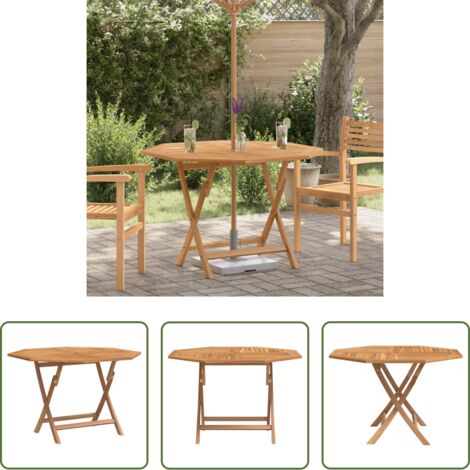 vidaXL Madera de teca -  Mesa de jardín plegable madera maciza de teca 110x110x75 cm