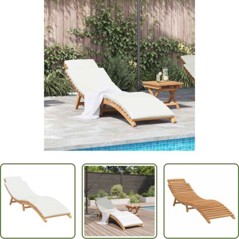 vidaXL Madera de teca -  Tumbona de Jardín con cojín Marrón 198 x 55 x 58,5 cm