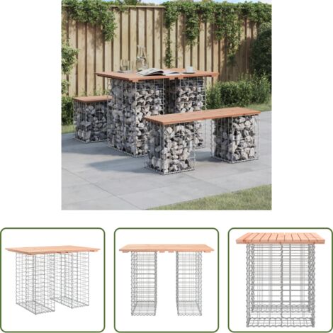 vidaXL Madera Douglas -  Mesa de jardín con diseño de gaviones, 100 x 70 x 72 cm, madera maciza Douglas