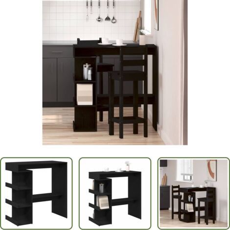 vidaXL Madera elaborada -  Mesa de Bar con estante Roble Negro 100 x 48 x 101,5 cm