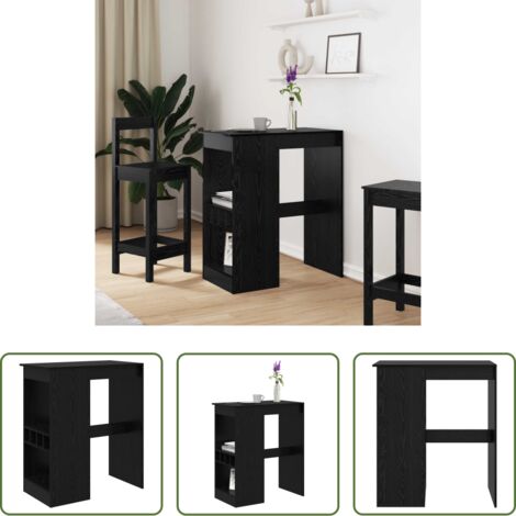 vidaXL Madera elaborada -  Mesa de Bar con estante Roble Negro 90 x 47.5 x 103.5 cm