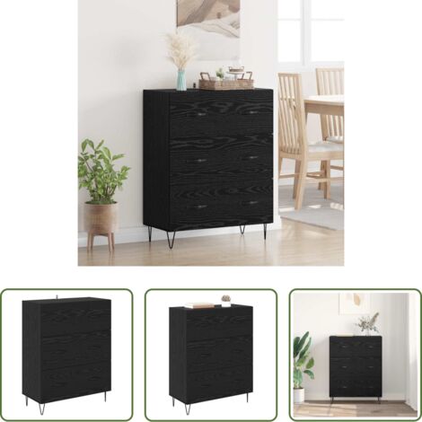vidaXL Madera elaborada -  Vitrina con cajón Roble Negro 69,5 x 34 x 90 cm