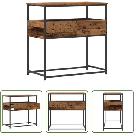 vidaXL Madera envejecida -  Mesa Consola con cajón Madera envejecida 75 x 40 x 75 cm