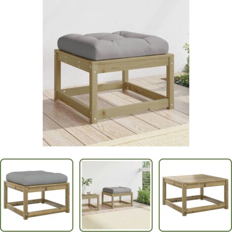 vidaXL Madera impregnada -  Taburete de jardín con cojines madera impregnada de pino