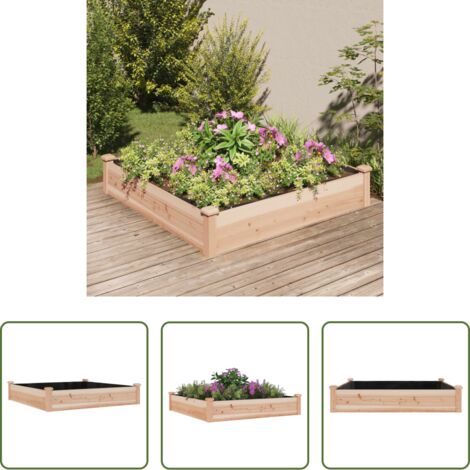 vidaXL Madera - Jardinera arriate con forro madera maciza abeto 120x60x25 cm