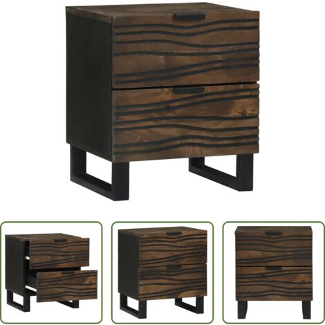 vidaXL Madera maciza -  Armario de Noche Nogal 40 x 33 x 46 cm Madera maciza de Acacia