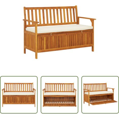 vidaXL Madera maciza -  Banco de almacenaje de jardín madera maciza acacia 120x63x84 cm