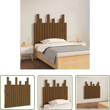 vidaXL Madera maciza -  Cabecero cama pared madera maciza pino marrón miel 82,5x3x80 cm