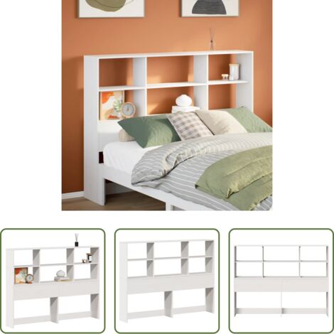 vidaXL Madera maciza -  Cabecero de cama almacenaje madera maciza pino blanco 140 cm