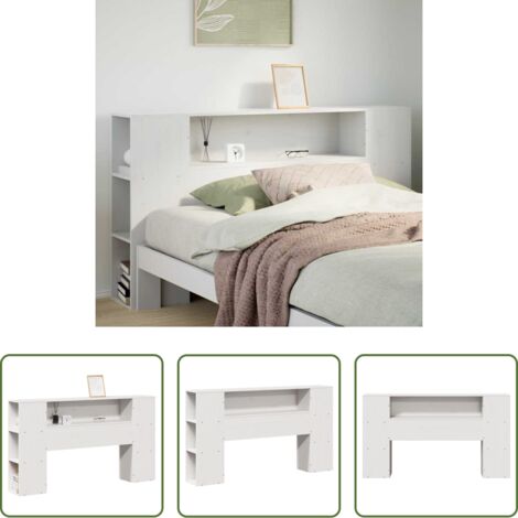 vidaXL Madera maciza -  Cabecero de cama almacenaje madera maciza pino blanco 150 cm