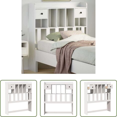 vidaXL Madera maciza -  Cabecero de cama almacenaje madera maciza pino blanco 75 cm