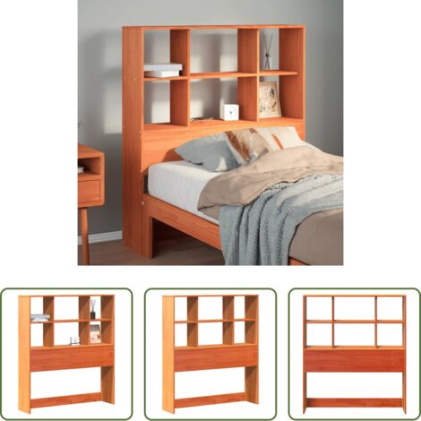 vidaXL Madera maciza -  Cabecero de cama almacenaje madera maciza pino marrón 100 cm