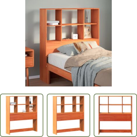 vidaXL Madera maciza -  Cabecero de cama almacenaje madera maciza pino marrón 75 cm