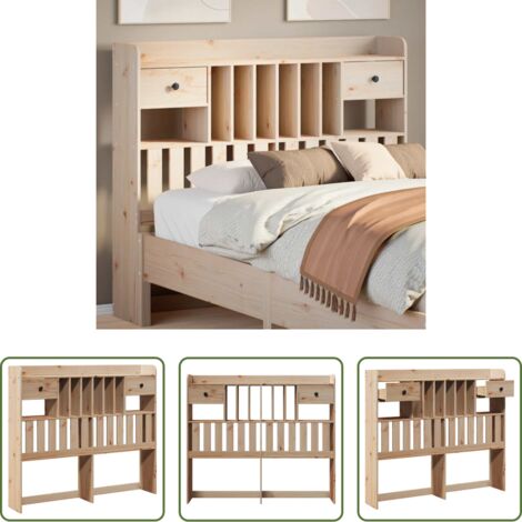 vidaXL Madera maciza -  Cabecero de cama con almacenaje madera maciza de pino 135 cm