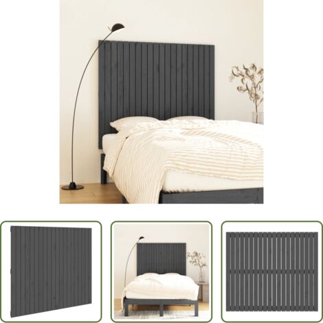vidaXL Madera maciza -  Cabecero de cama de pared madera maciza pino gris 127,5x3x110cm