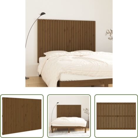 vidaXL Madera maciza -  Cabecero de cama pared madera maciza marrón miel 159,5x3x110 cm