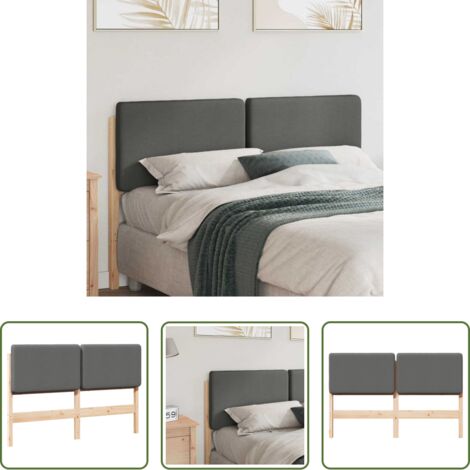 vidaXL Madera maciza -  Cabecero tapizado con cabecera Marrón y Gris Claro 150 cm