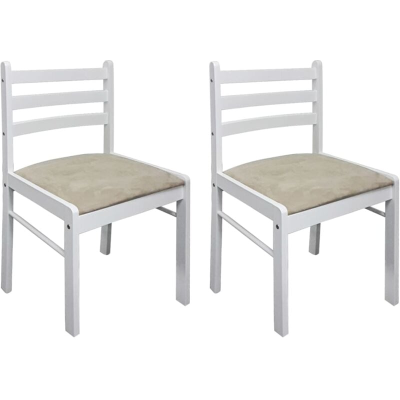 

vidaXL Madera Maciza Caucho Sillas de Comedor Terciopelo 2 Unidades Blanco - Blanco