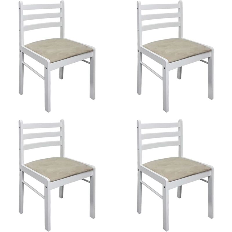 

Madera Maciza Caucho Sillas de Comedor Terciopelo 4 Unidades Blanco - Blanco - Vidaxl