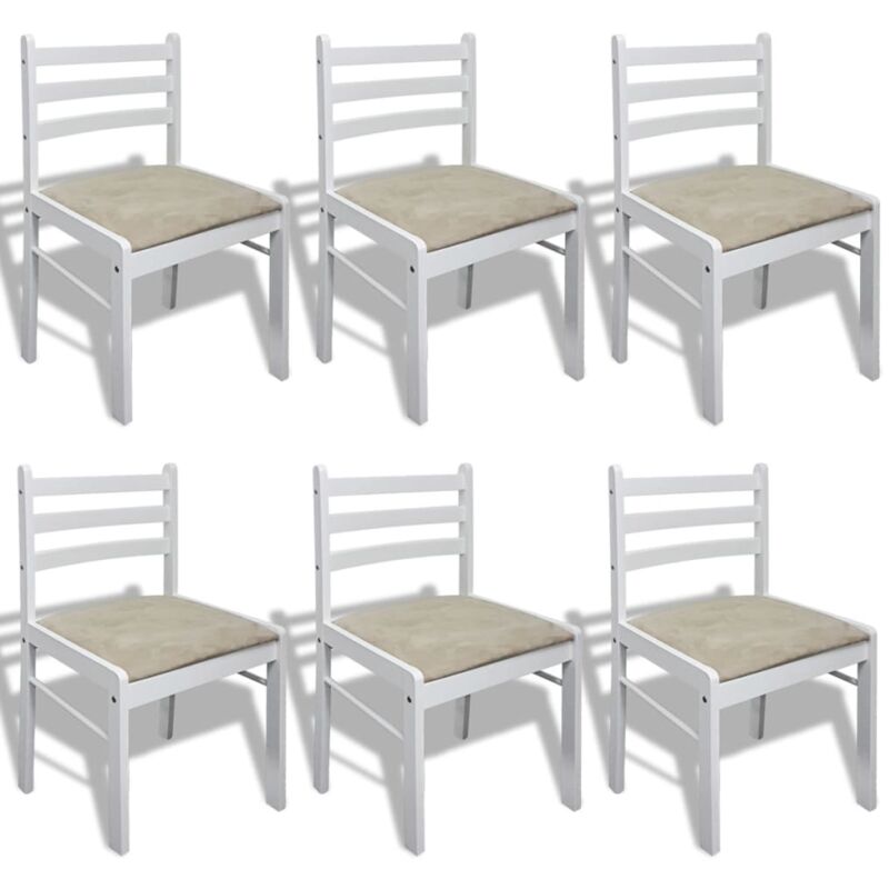 

vidaXL Madera Maciza Caucho Sillas de Comedor Terciopelo 6 Unidades Blanco - Blanco