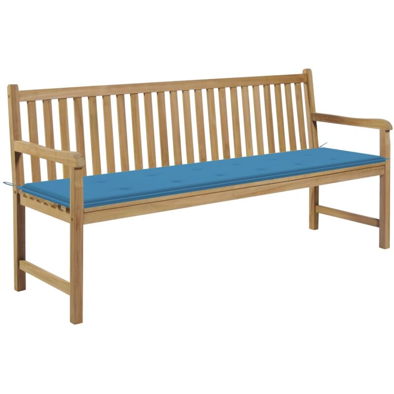 

vidaXL Madera Maciza de Teca Banco de Jardín con Cojín 175 cm Azul - Marrón