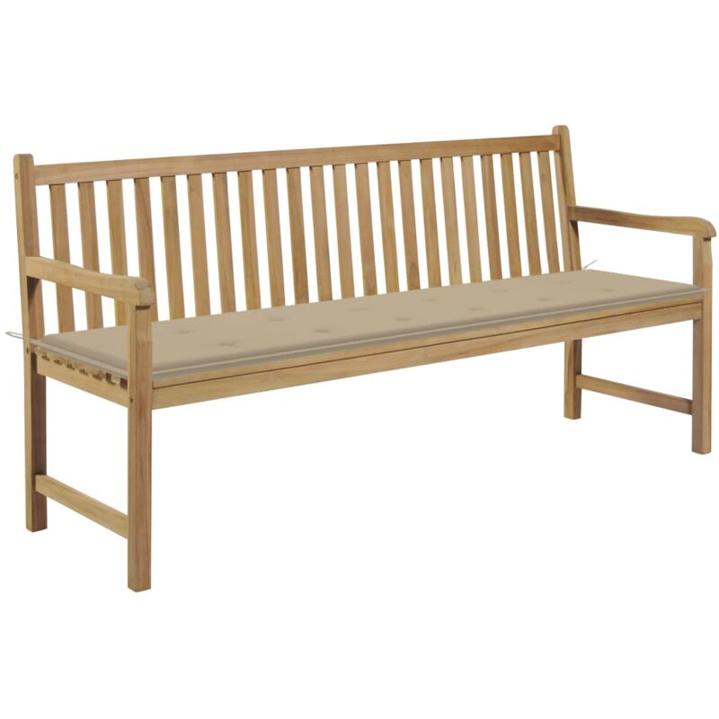 

vidaXL Madera Maciza de Teca Banco de Jardín con Cojín 175 cm Beige - Marrón