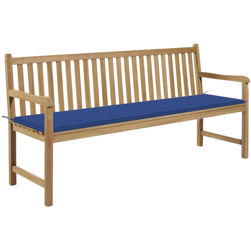 

vidaXL Madera Maciza de Teca Banco de Jardín con Cojín 175 cm Azul Regio - Azul