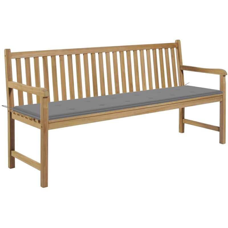 

vidaXL Madera Maciza de Teca Banco de Jardín con Cojín 175 cm Gris - Marrón