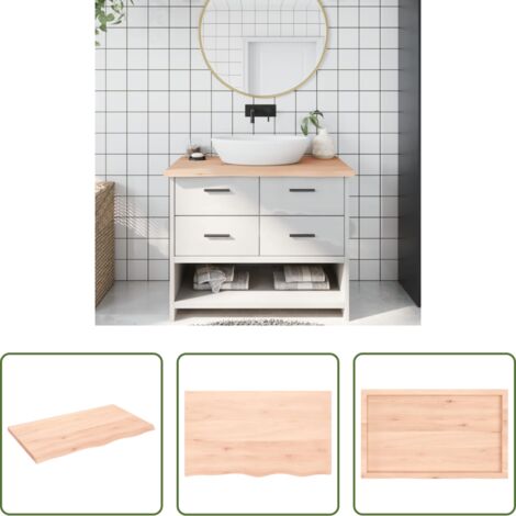 vidaXL Madera maciza -  Encimera de baño madera maciza sin tratar 100x60x(2-4) cm