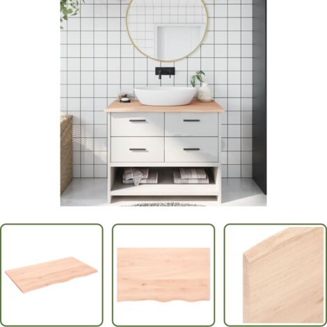 vidaXL Madera maciza -  Encimera de baño madera maciza sin tratar 100x60x2 cm