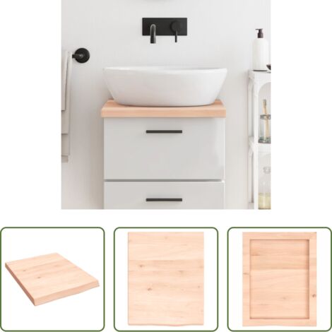 vidaXL Madera maciza -  Encimera de baño madera maciza sin tratar 40x50x(2-4) cm