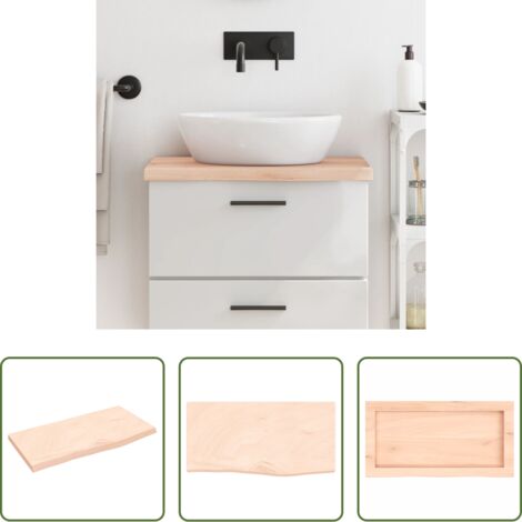 vidaXL Madera maciza -  Encimera de baño madera maciza sin tratar 60x30x(2-4) cm