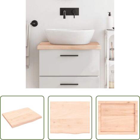 vidaXL Madera maciza -  Encimera de baño madera maciza sin tratar 60x50x(2-4) cm