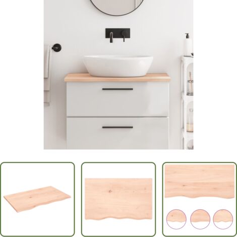 vidaXL Madera maciza -  Encimera de baño madera maciza sin tratar 80x50x2 cm