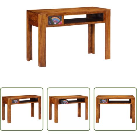 vidaXL Madera maciza -  Escritorio con cajón con almacenamiento Marrón 110 x 50 x 73 cm