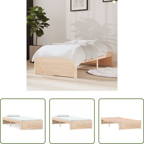 vidaXL Madera maciza -  Estructura cama individual sin colchón madera maciza 75x190 cm