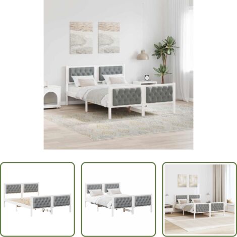 vidaXL Madera maciza -  Estructura de cama con cabecera Gris Claro 150 x 200 cm
