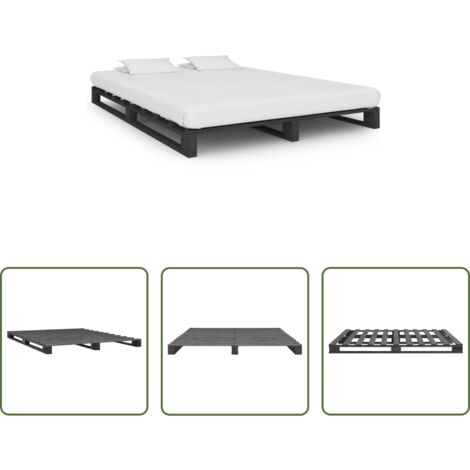 vidaXL Madera maciza -  Estructura de cama de palets madera maciza pino gris 120x200 cm