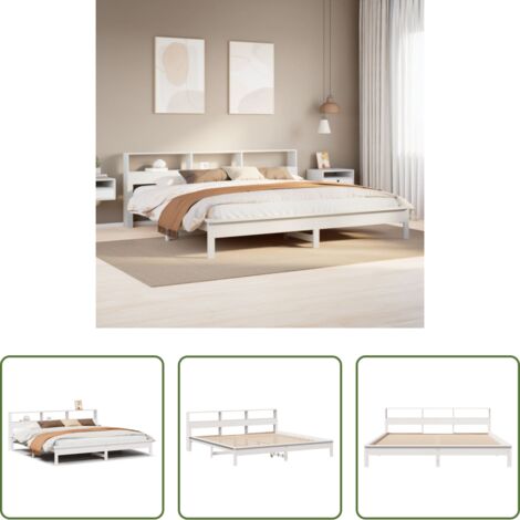 vidaXL Madera maciza -  Estructura de cama sin colchón madera maciza blanca 200x200 cm