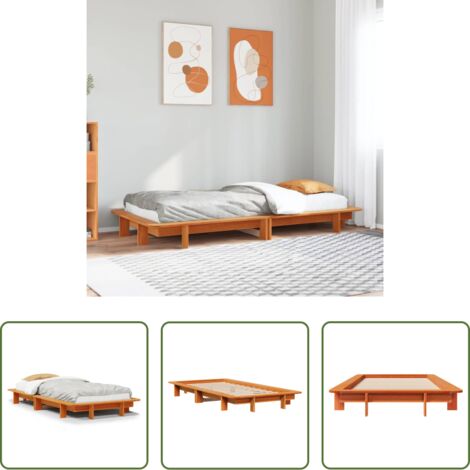 vidaXL Madera maciza -  Estructura de cama sin colchón madera maciza marrón 90x190 cm