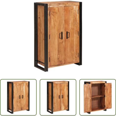 vidaXL Madera maciza -  Highboard con Puertas Marrón Madera maciza de Acacia y Metal