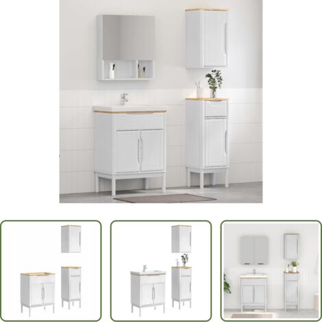 vidaXL Madera maciza - Juego de muebles de baño FLORO 3 pcs Madera de Pino Macizo