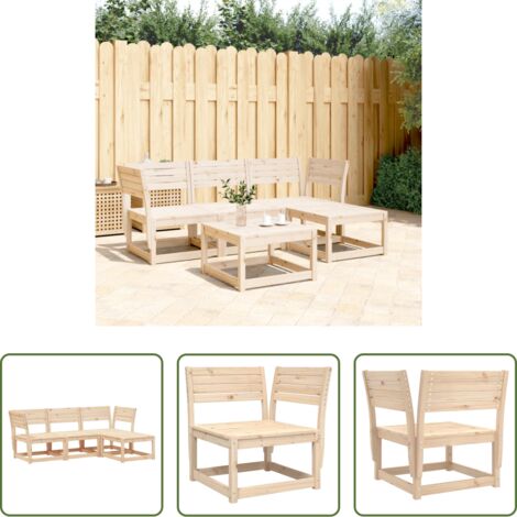 vidaXL Madera maciza -  Juego de muebles de jardín 4 piezas madera maciza de pino