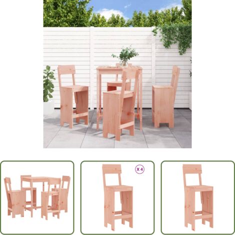 vidaXL Madera maciza -  Mesa alta y taburetes de jardín 5 piezas madera maciza Douglas
