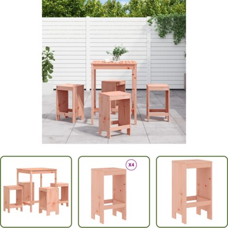 vidaXL Madera maciza -  Mesa alta y taburetes de jardín 5 piezas madera maciza Douglas