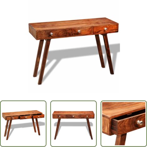 vidaXL Madera maciza -  Mesa consola con 3 cajones madera maciza acacia 76 cm