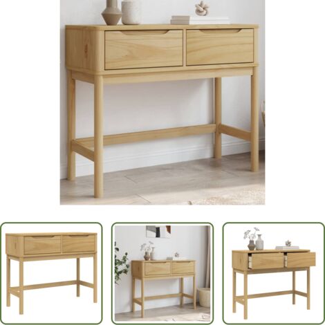 vidaXL Madera maciza -  Mesa consola FLORO madera maciza de pino marrón 89,5x36,5x73 cm