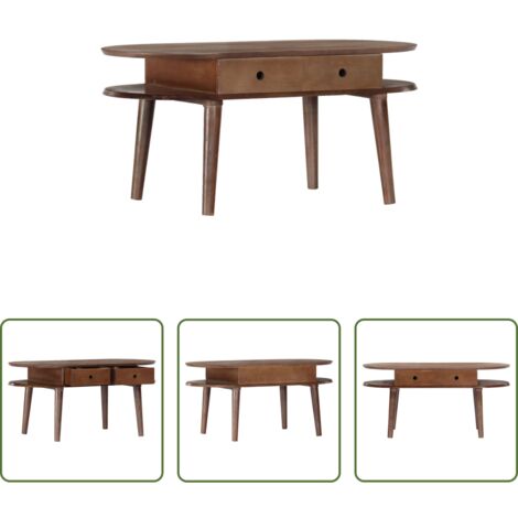 vidaXL Madera maciza -  Mesa de centro de madera maciza de acacia 100x50x46 cm