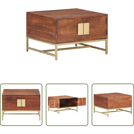 vidaXL Madera maciza -  Mesa de centro madera maciza de acacia marrón miel 67x67x45 cm